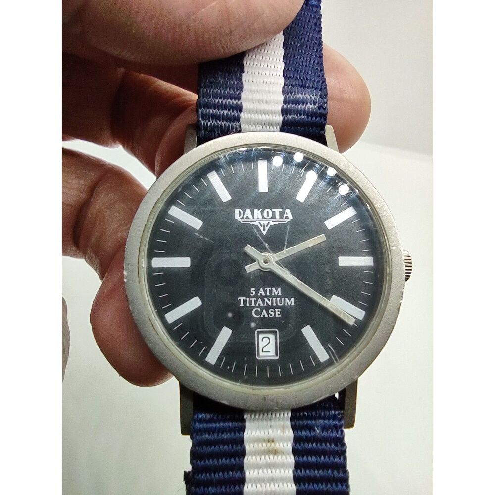 Dakota "Rock Solid Time" All Titanium Case Swiss Parts Men's Vintage Date Watch